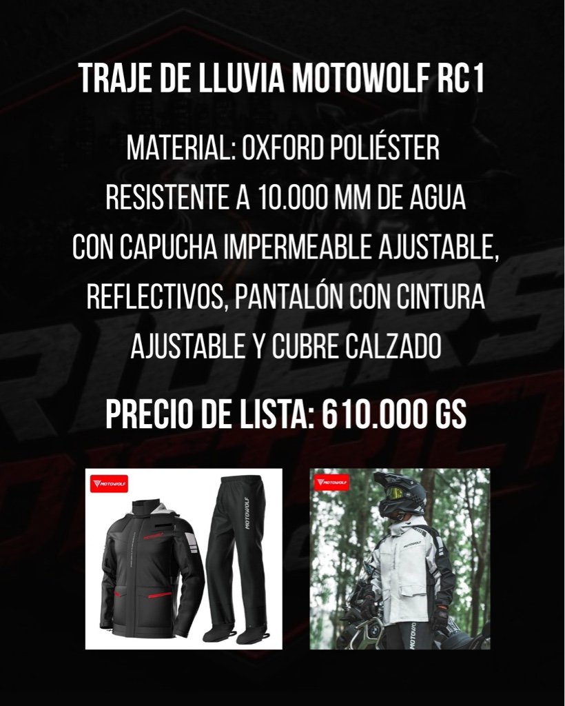 Motowolf RC1 traje lluvia