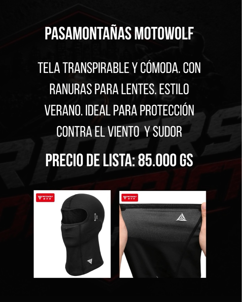 Motowolf pasamontañas negro