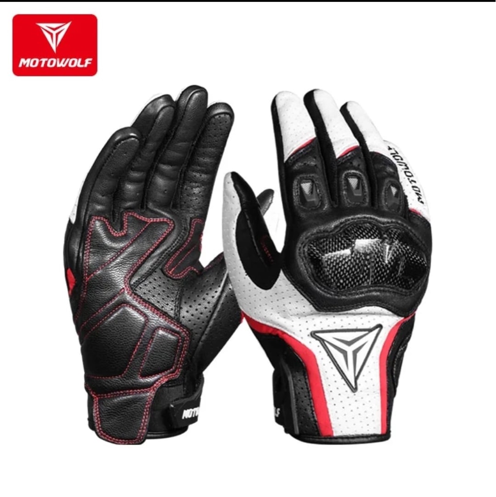 Motowolf guantes moto negros blancos