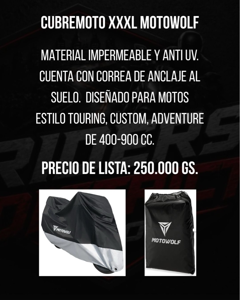 Motowolf cubremoto XXXL negro