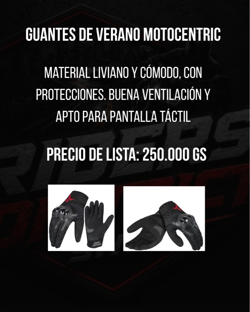 Motocentric guantes negros verano
