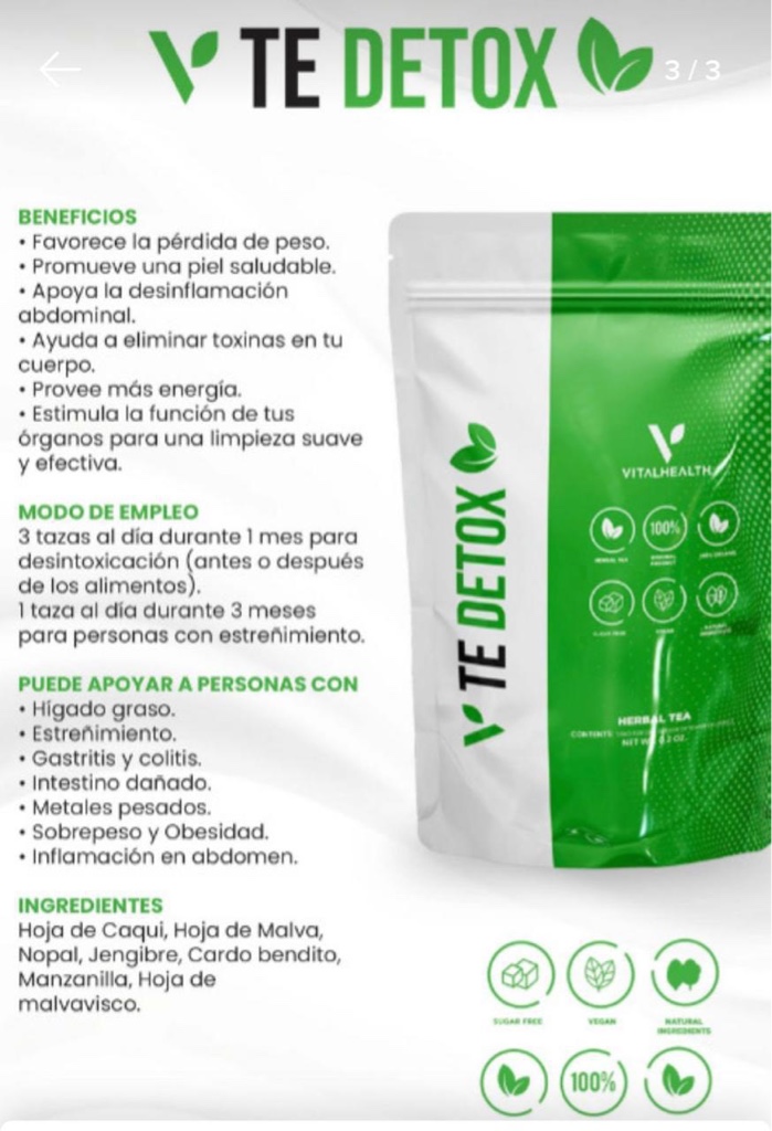 V TE Detox té herbal