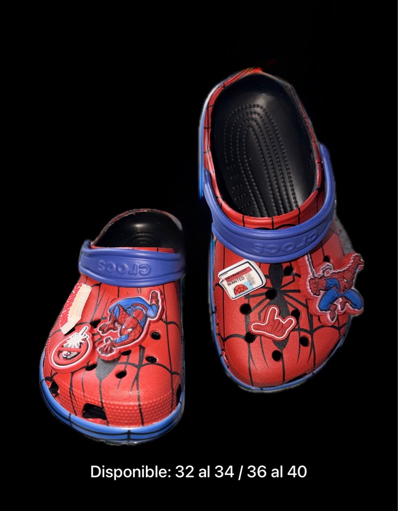 Crocs Spiderman azul con rojo