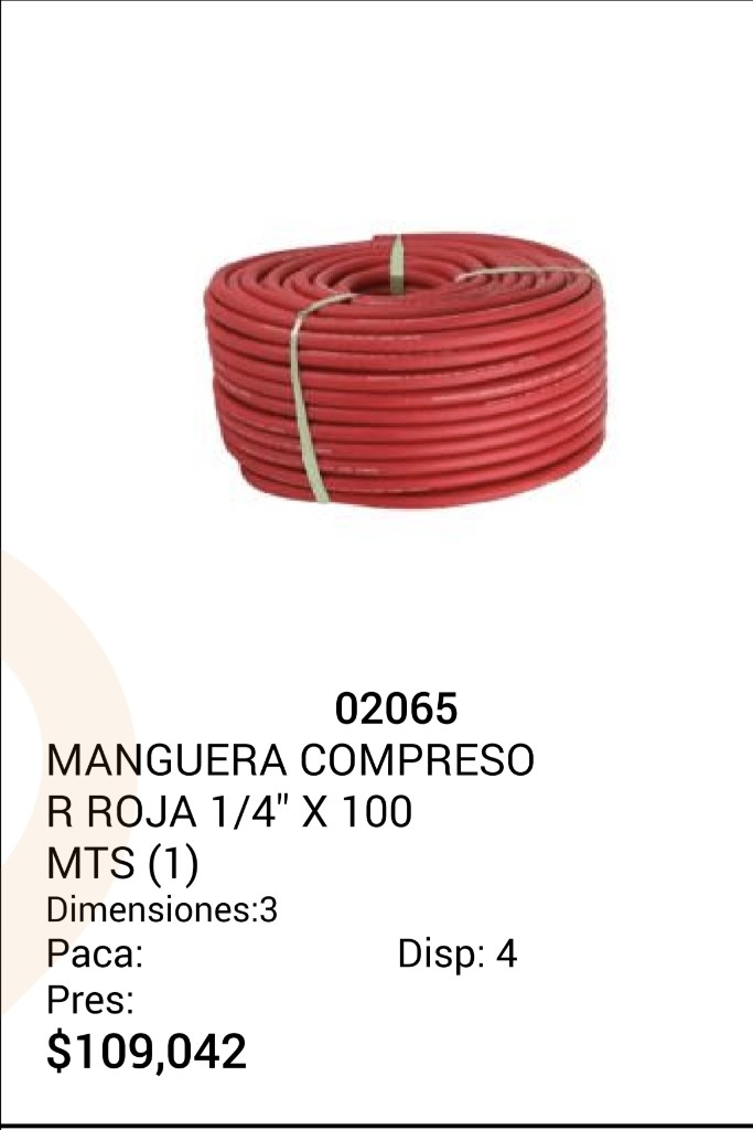Manguera 1/4 rojo
