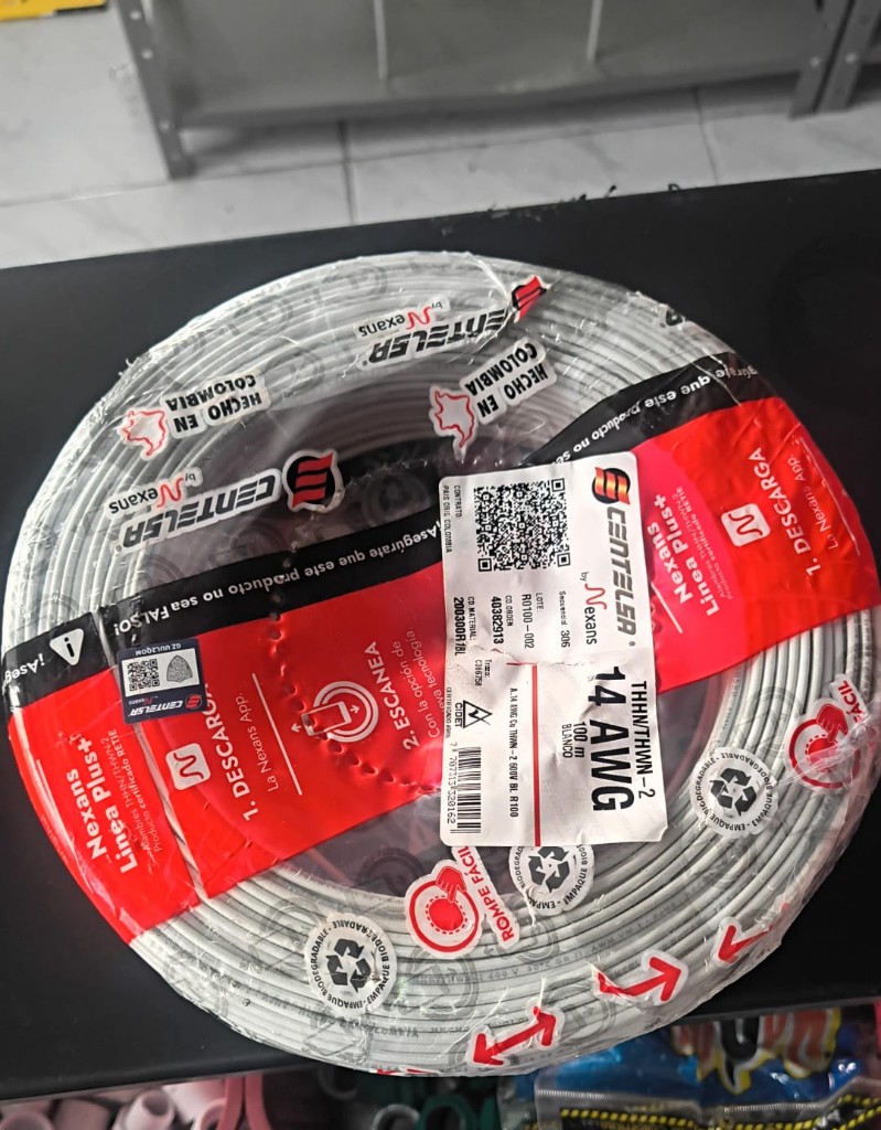 Alambre eléctrico de cobre calibre 14 AWG