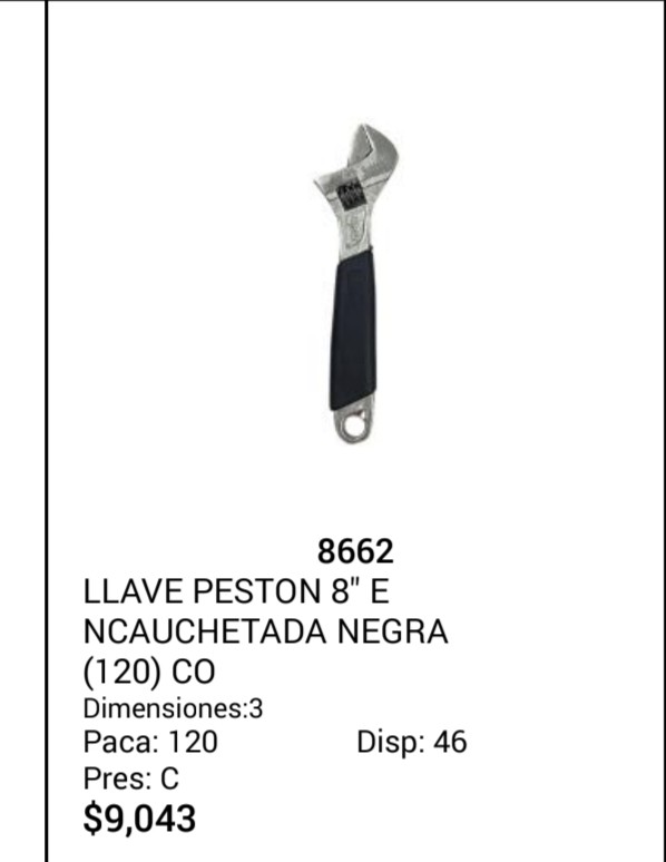 Peston llave negra t8"