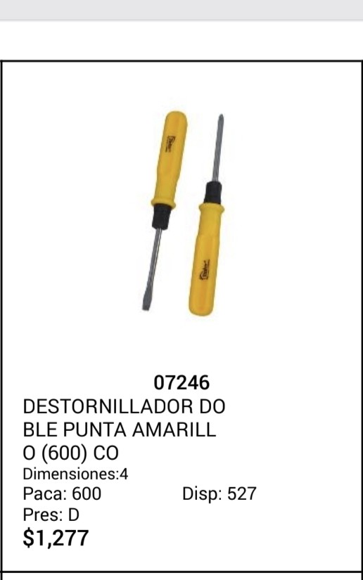Destornillador doblé punta