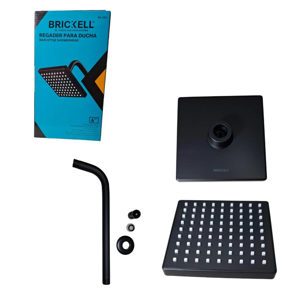 Brickell regadera negra 6"