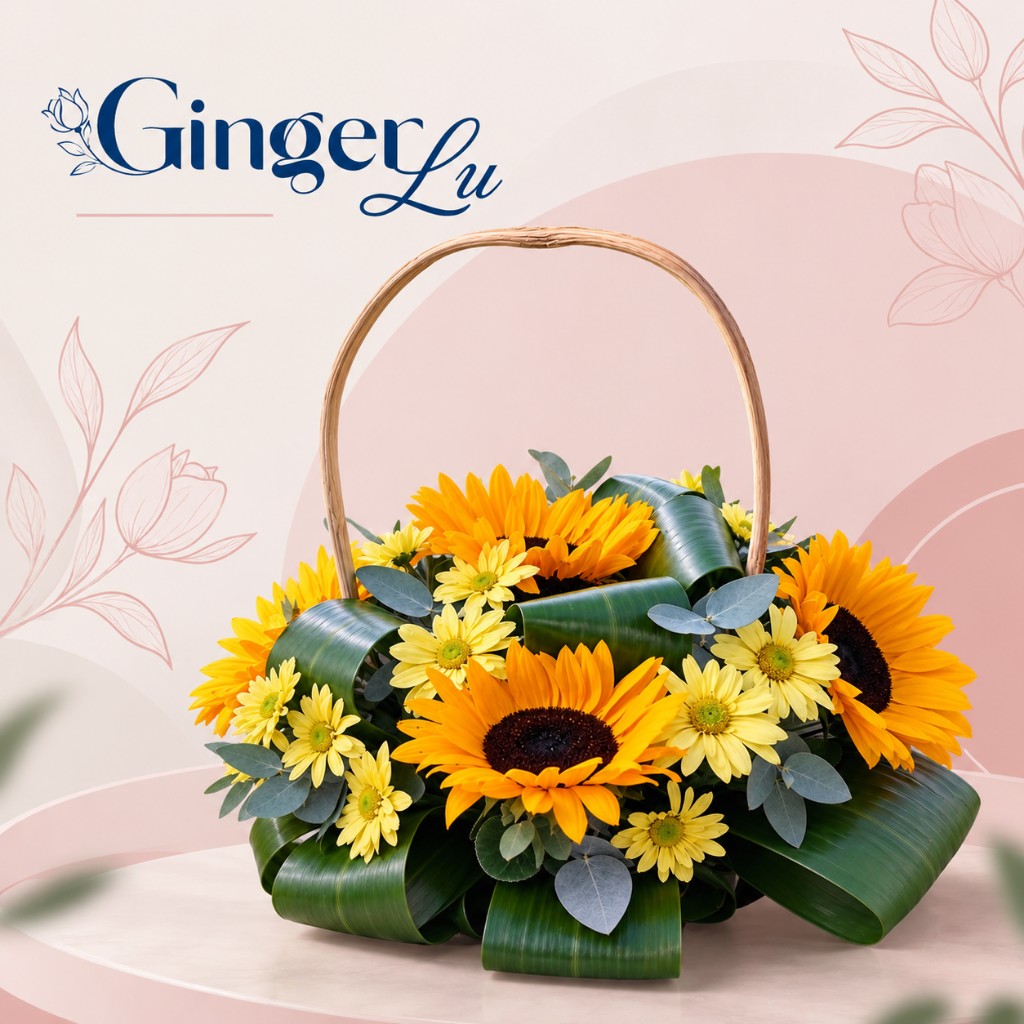 Canasta de girasoles