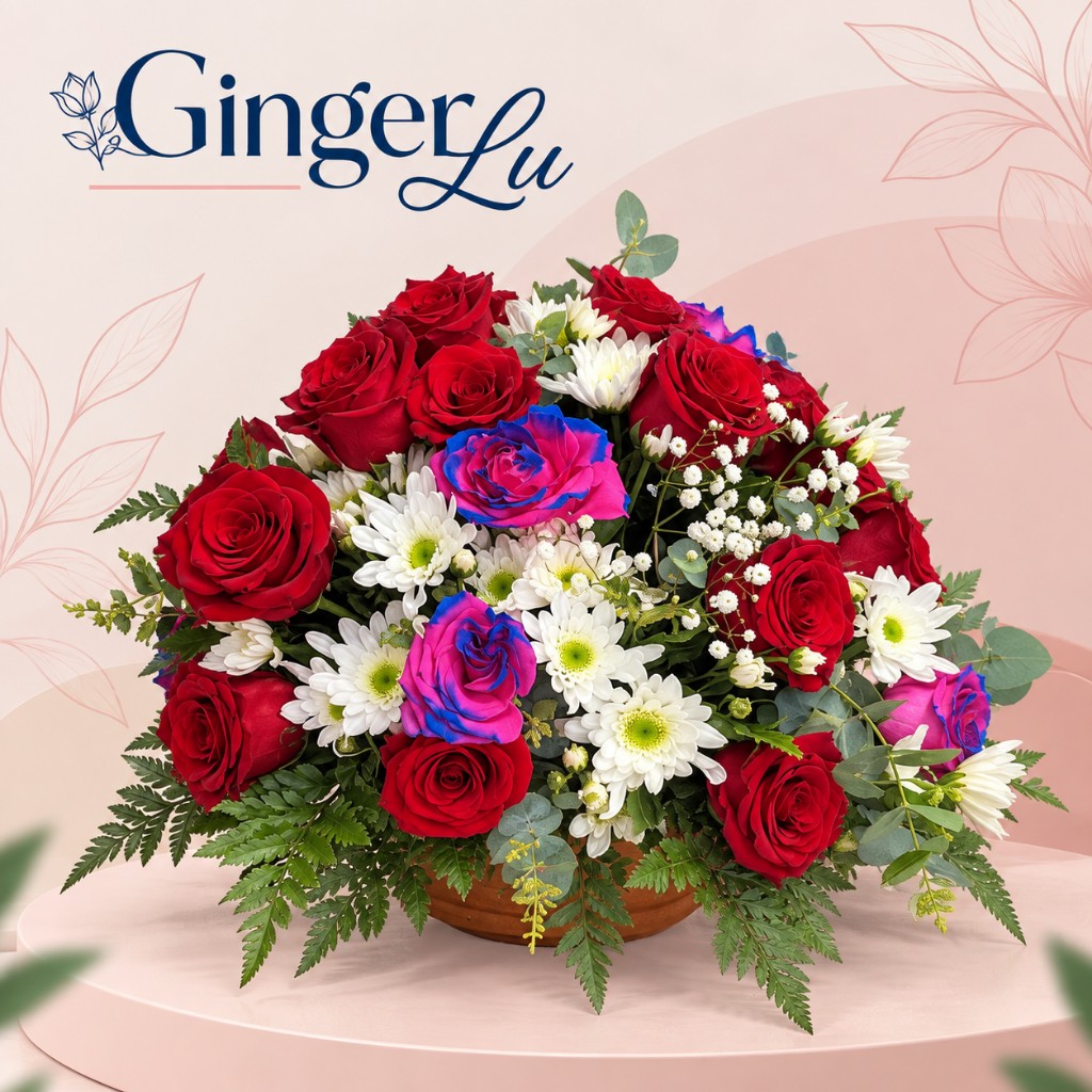 Arreglo floral de rosas p/centro de mesa