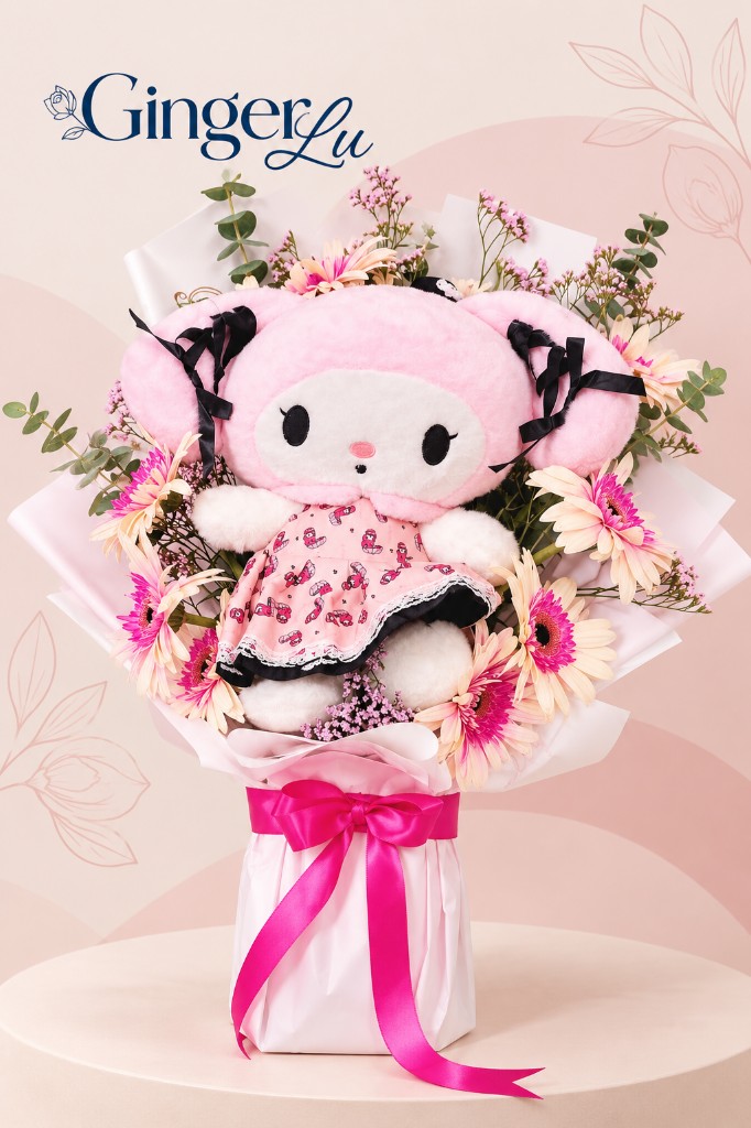 Bouquet de peluche de 12 rosas o gerberas