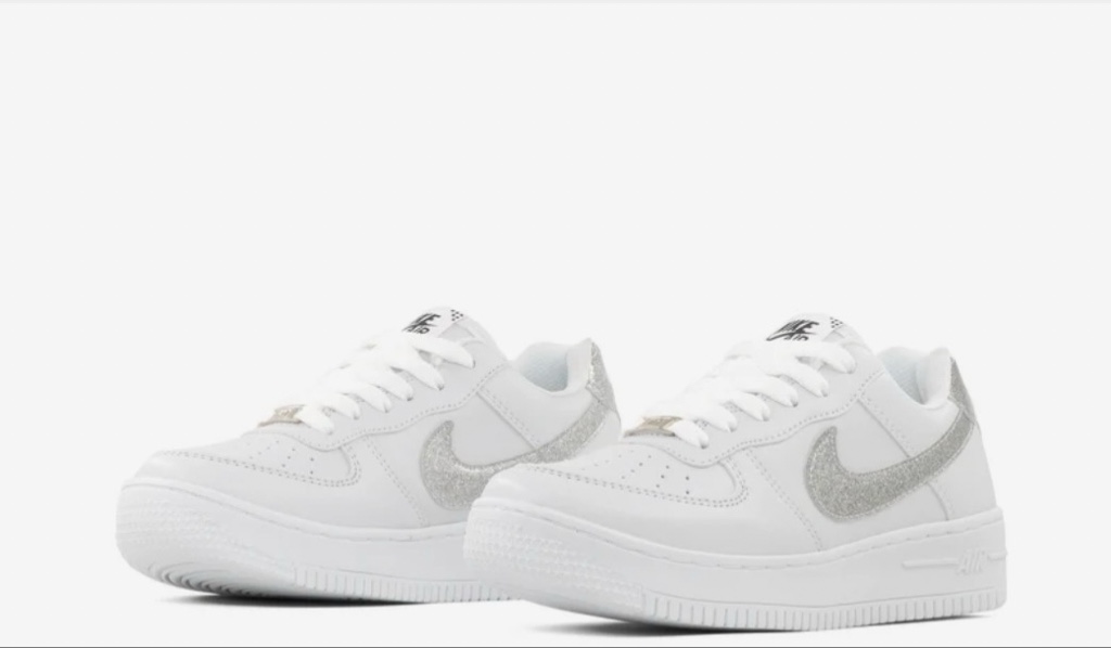 AF1 BLANCO CON PLATA GLITTER