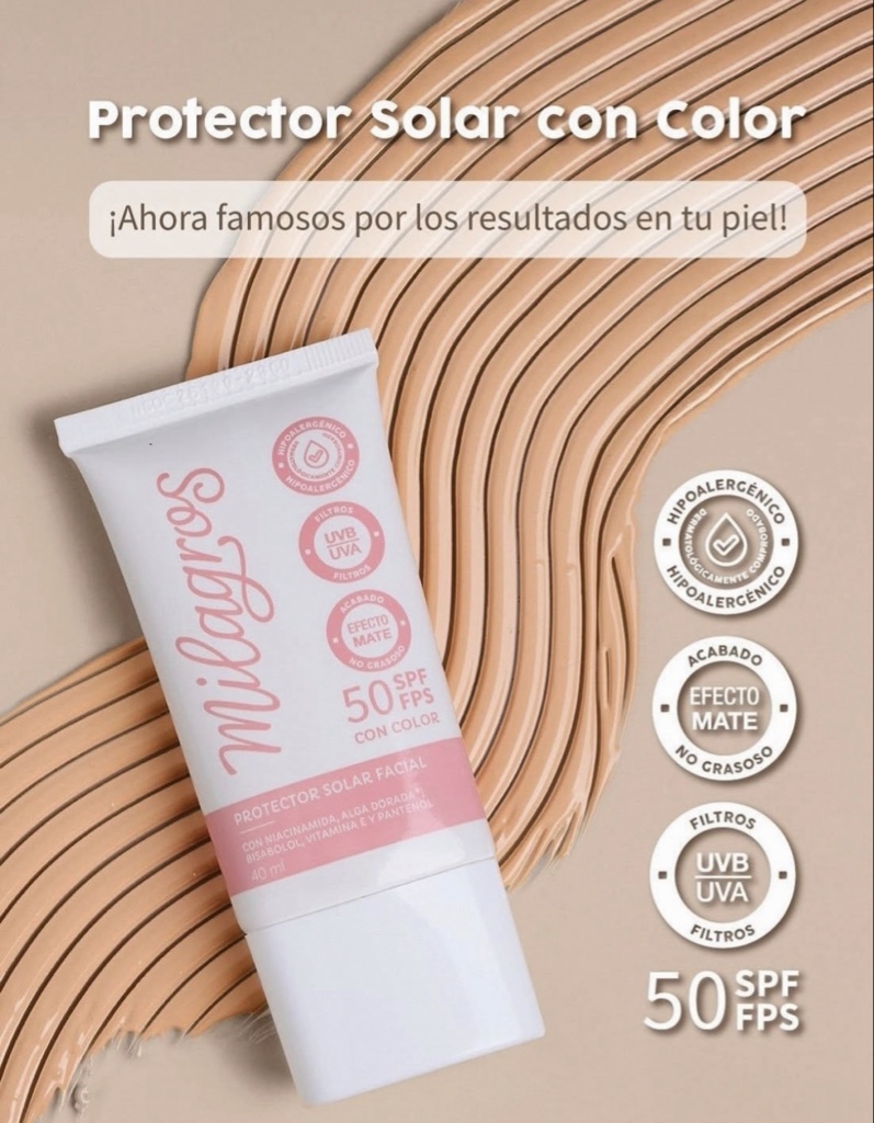 Protector Solar Facial con Color - Milagros