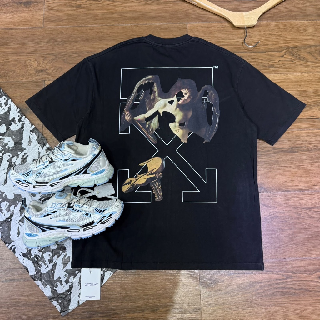 Off-White polo negro estampado