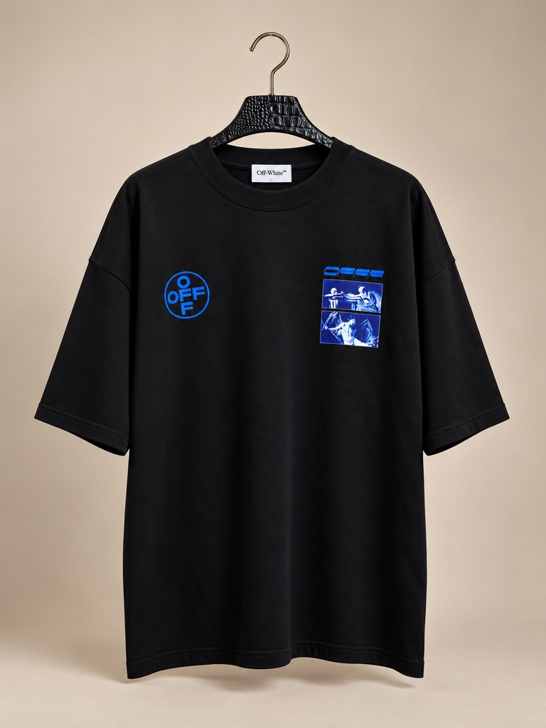 Off-White polo negro estampado 1