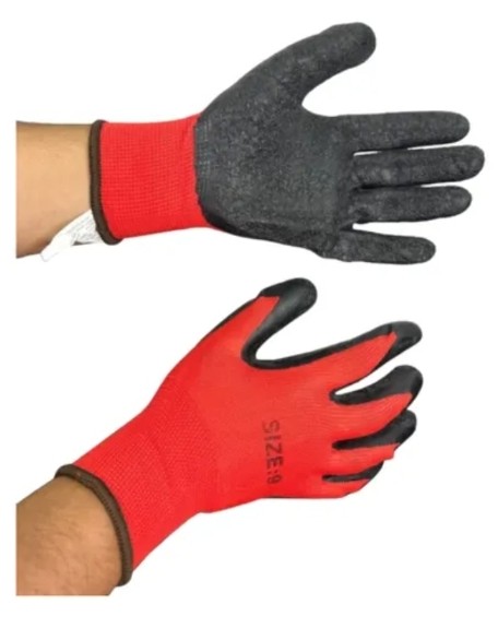 Guantes de trabajo rojos y negros