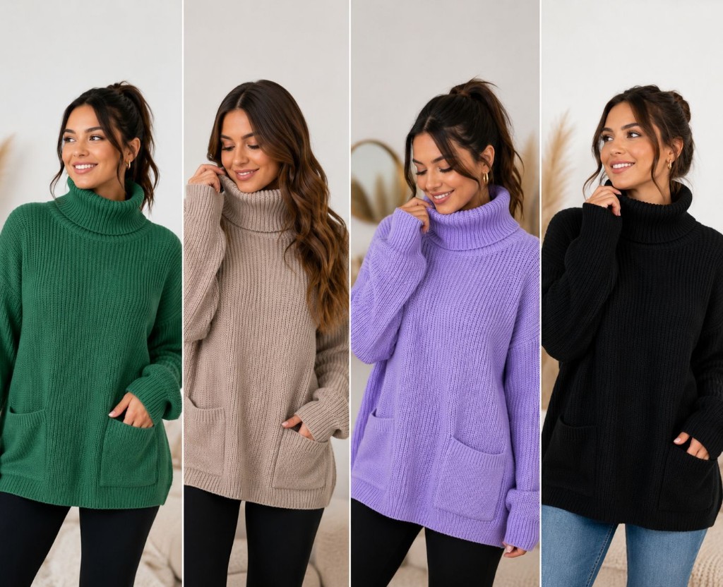 Sweater oversize tejido cuello alto