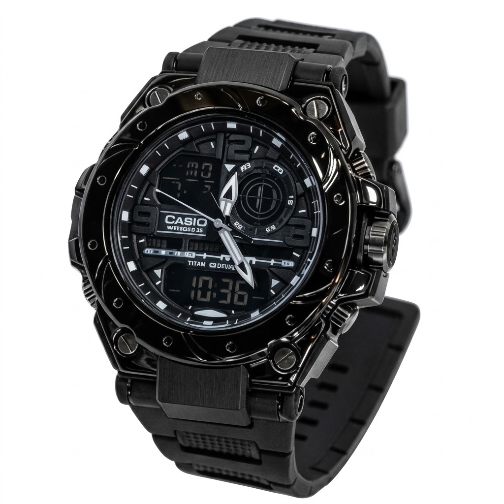 CASIO PARA CABALLERO #CF correa negra con bisel negro