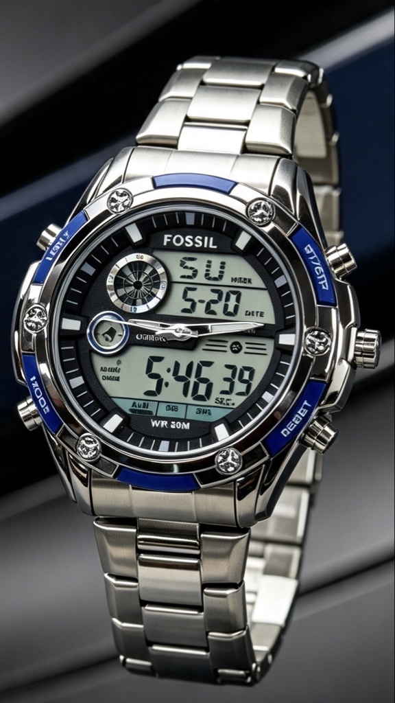 Fossil doble hora azul