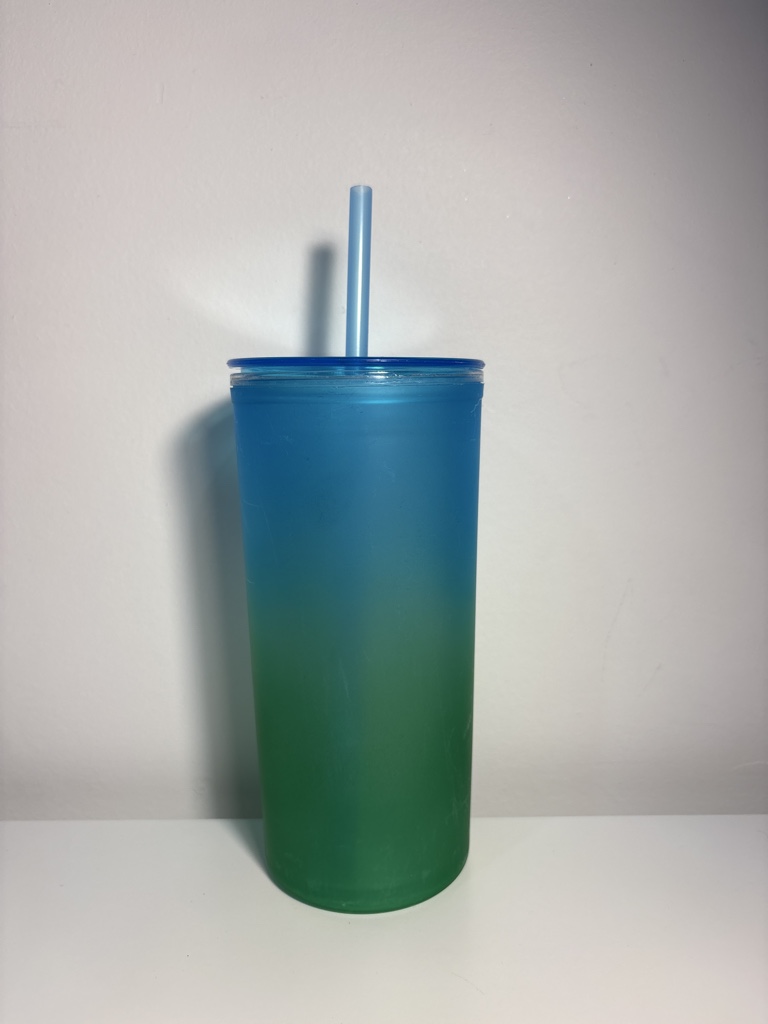 Blue Gradient Tumbler with Straw