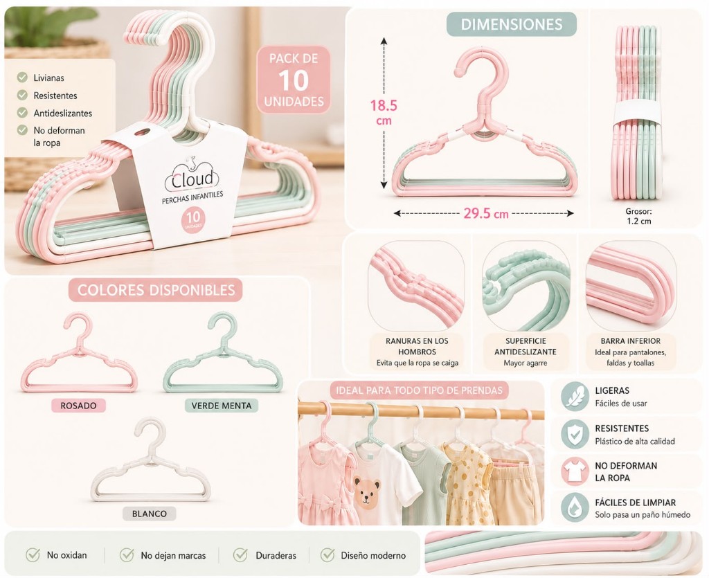 Ganchos de ropa para bebé