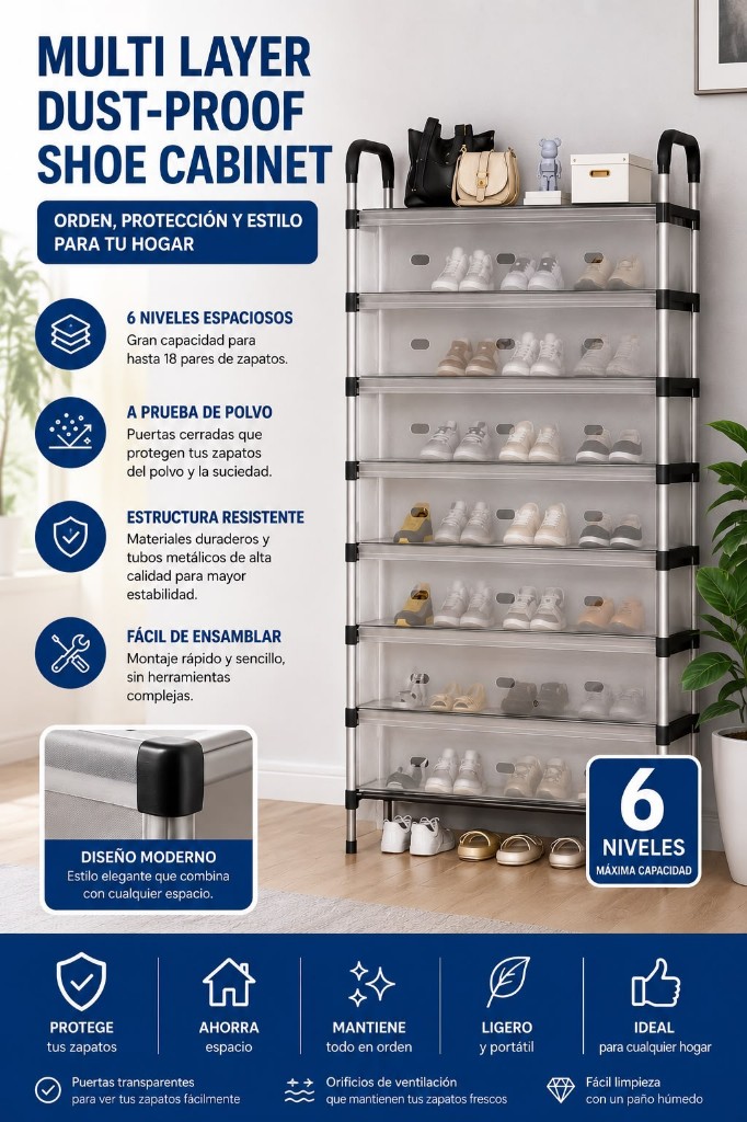 Zapatero con tapa 6 niveles