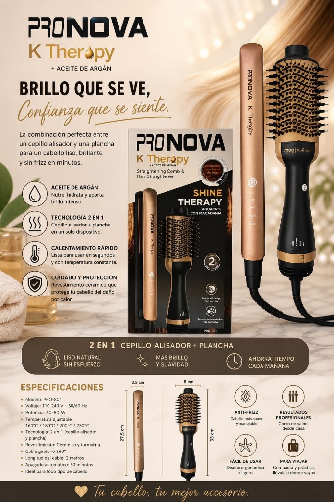 SUPER COMBO KERATINA PLANCHA + CEPILLO SECADOR*