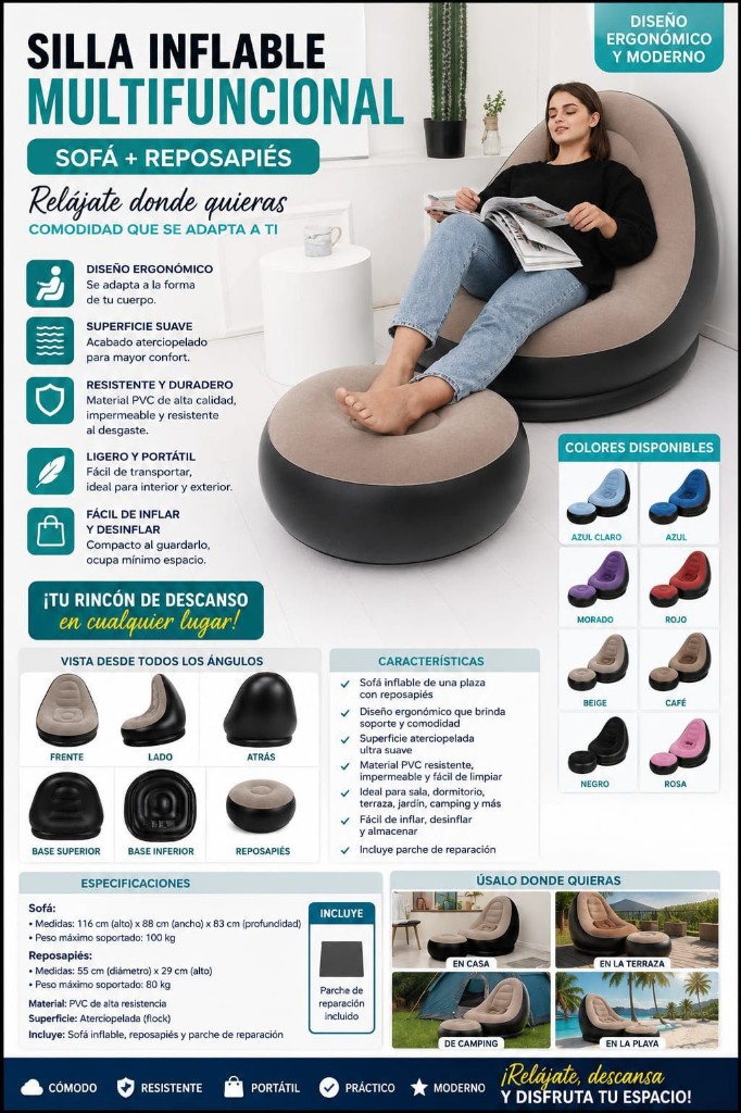 Sillon Inflable con reposa pie