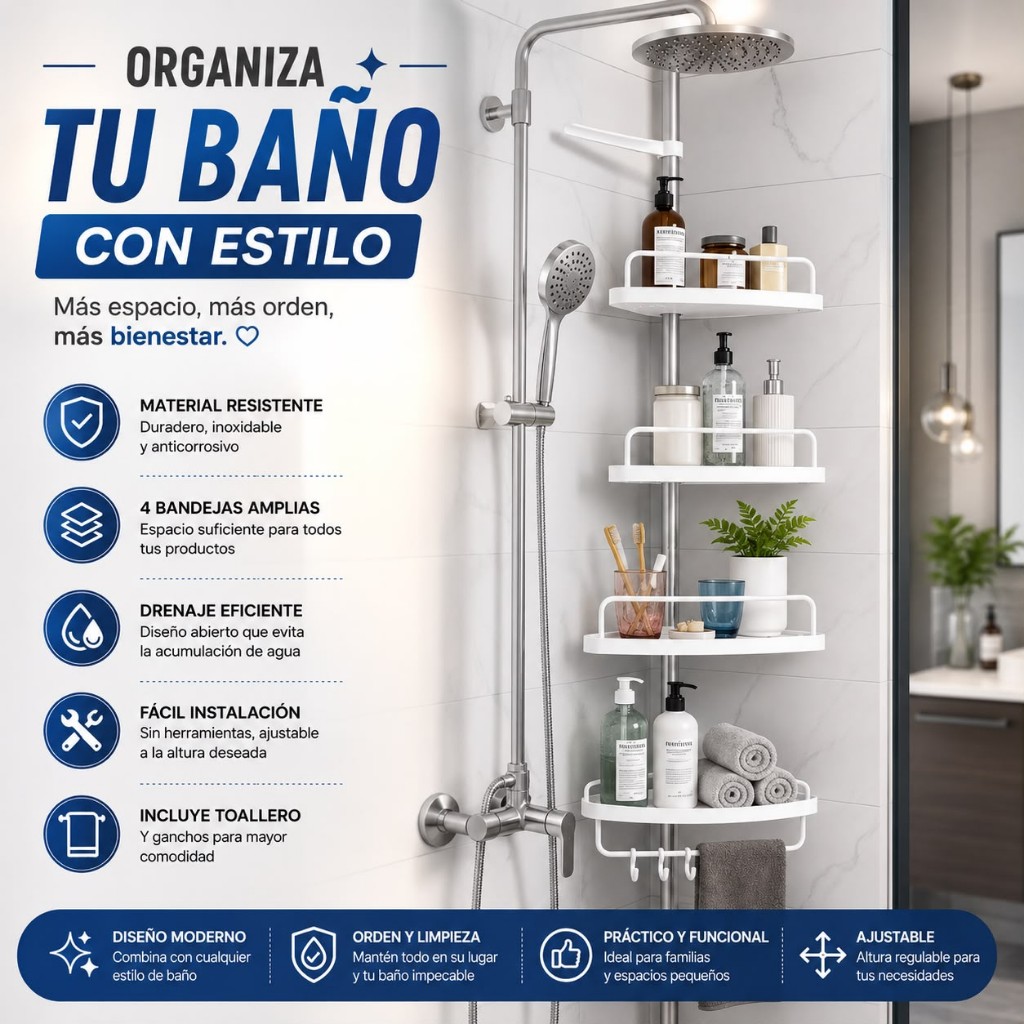 Organizador de baño Esquinero 3 niveles