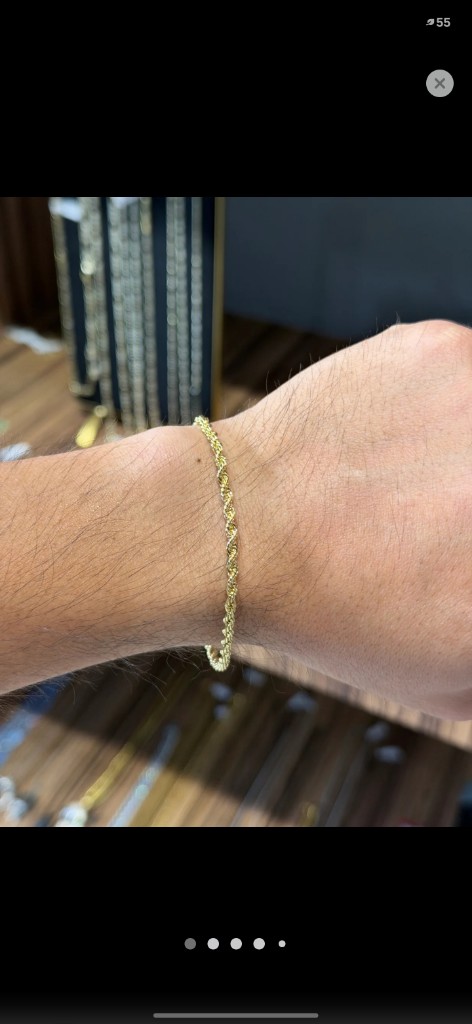 Pulsera Torzal 3mm Oro Laminado 18 k