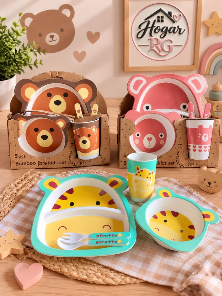 Set de vajilla infantil de bambú