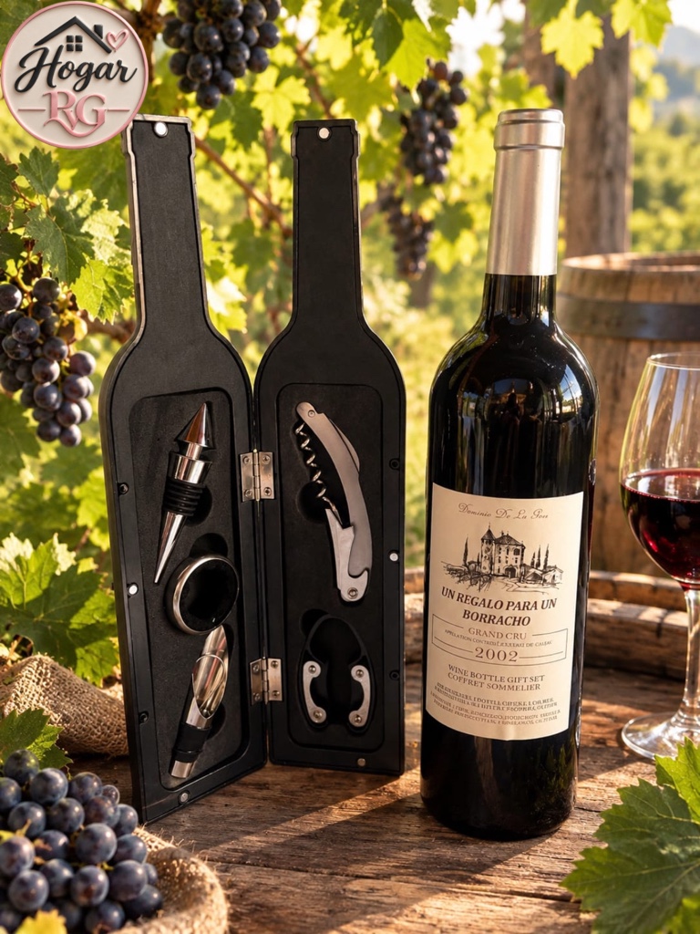 Set de Accesorios para Vino en Estuche Botella