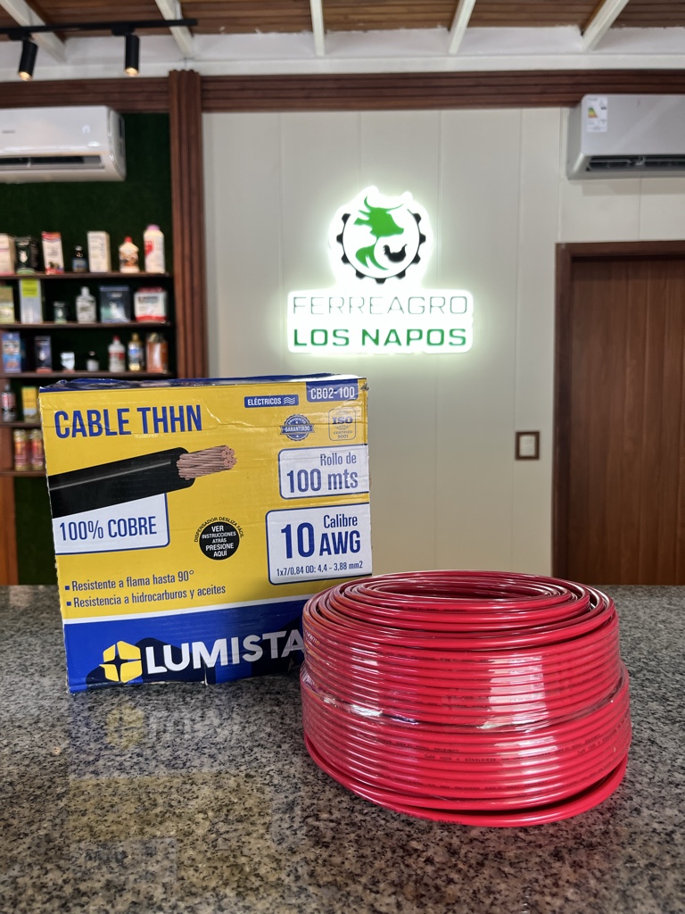 Cable #10 X 100m Color Rojo Lumistar