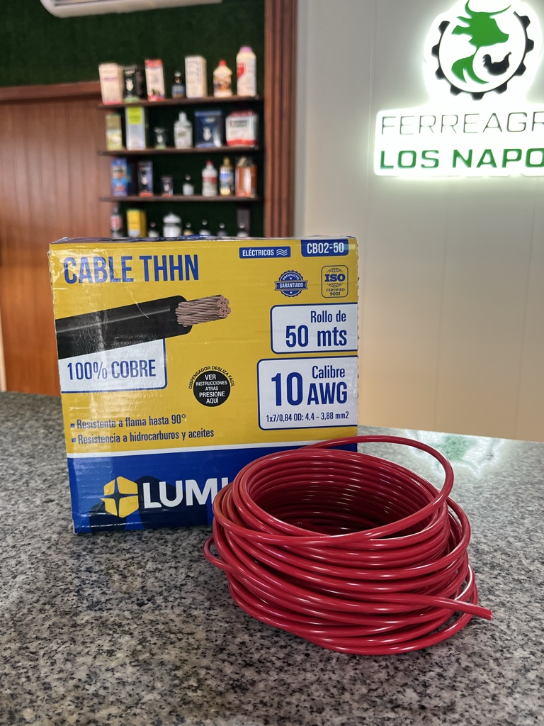 Cable #10 X 50m Color Rojo Lumistar