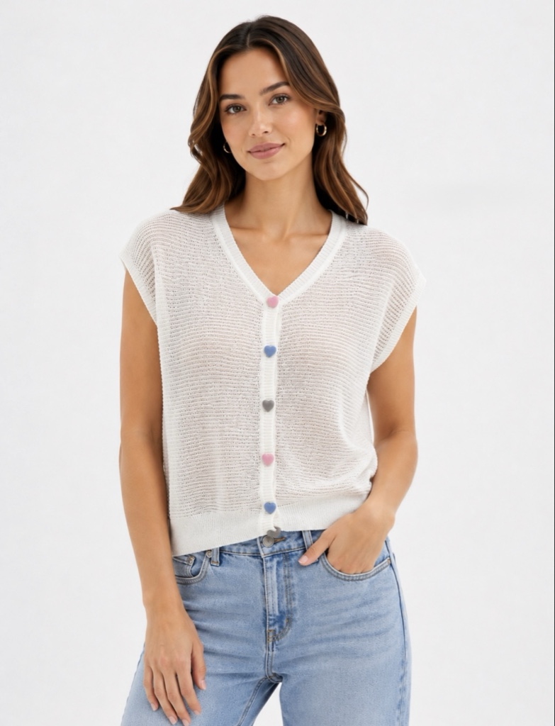 CARDIGAN SIN MANGAS COLOR BLANCO
