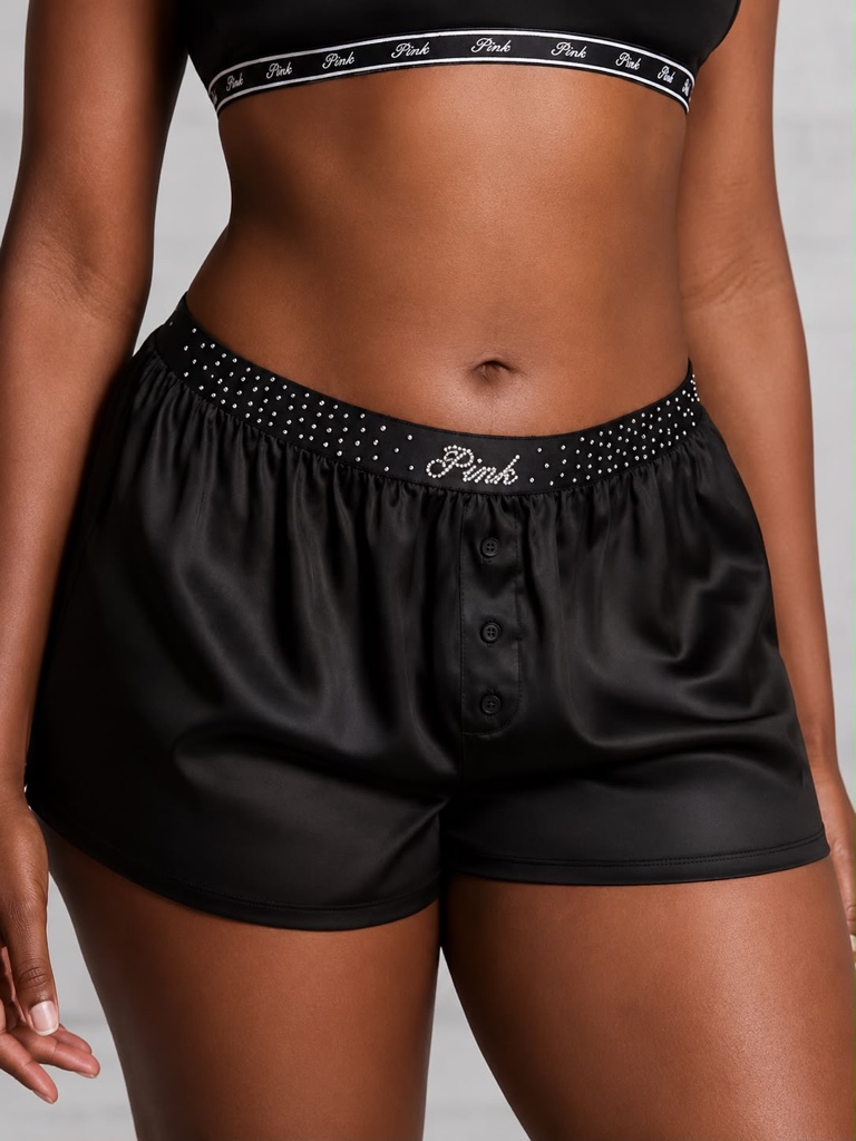 SHORT PINK SATIN COLOR NEGRO