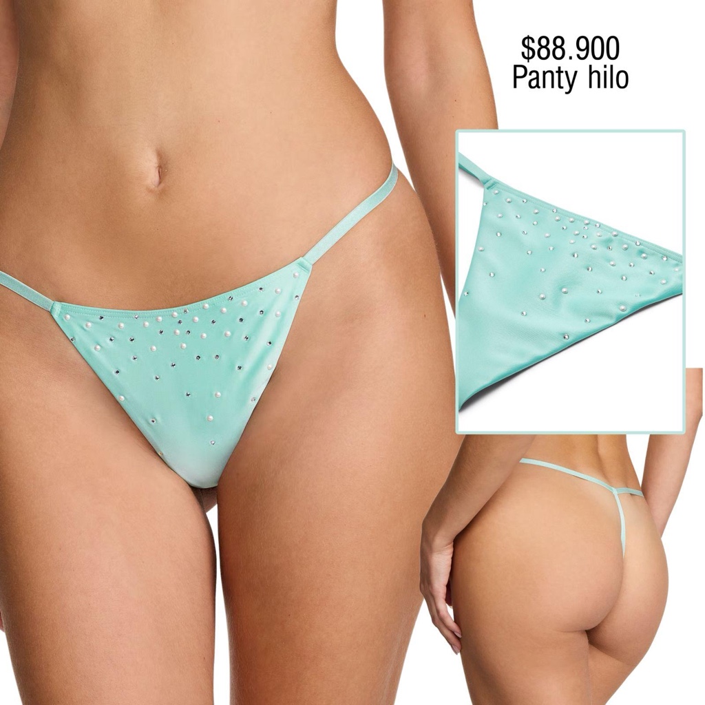 PANTY VS V-STRING VERDE MENTA CON PERLAS-M