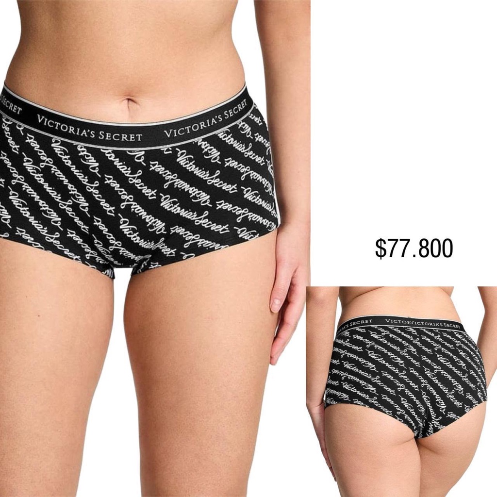 PANTY VS BOYSHORT NEGRO LOGOS-XL