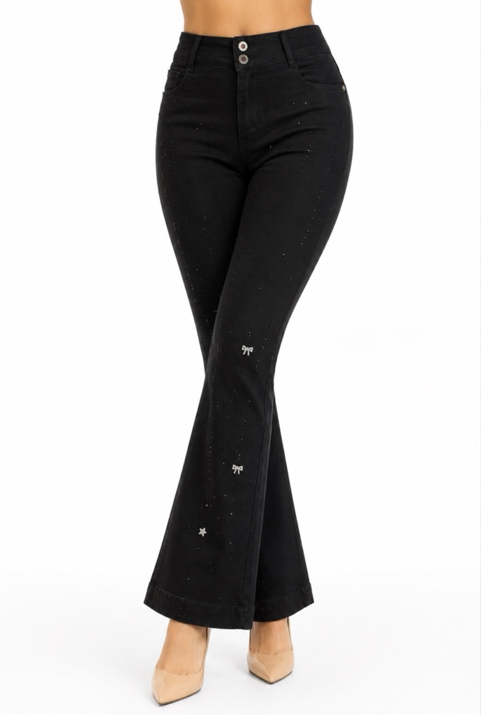 PANTALON NEGRO CON APLIQUES