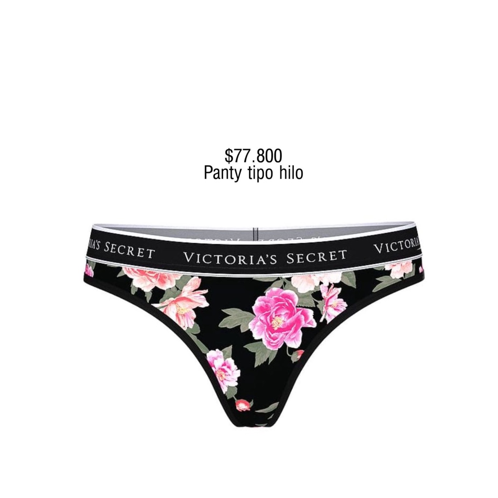 PANTY VS THONG NEGRO ESTAMPADO FLORAL