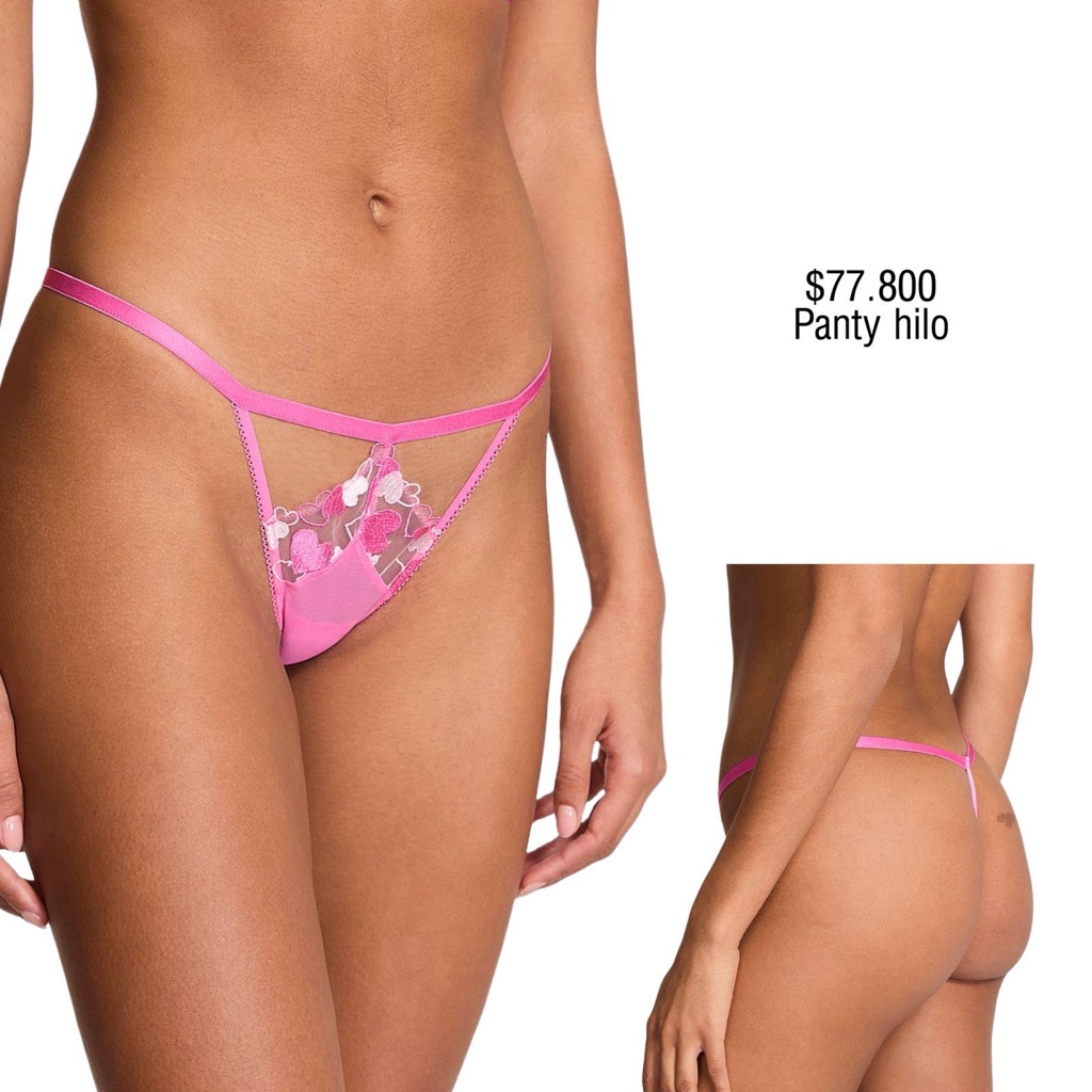 PANTY PINK V-STRING ROSADO CORAZONES