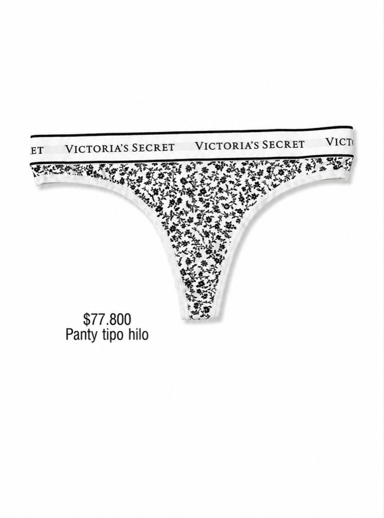 PANTY VS THONG ESTAMPADO FLORAL EN BLANCO Y NEGRO