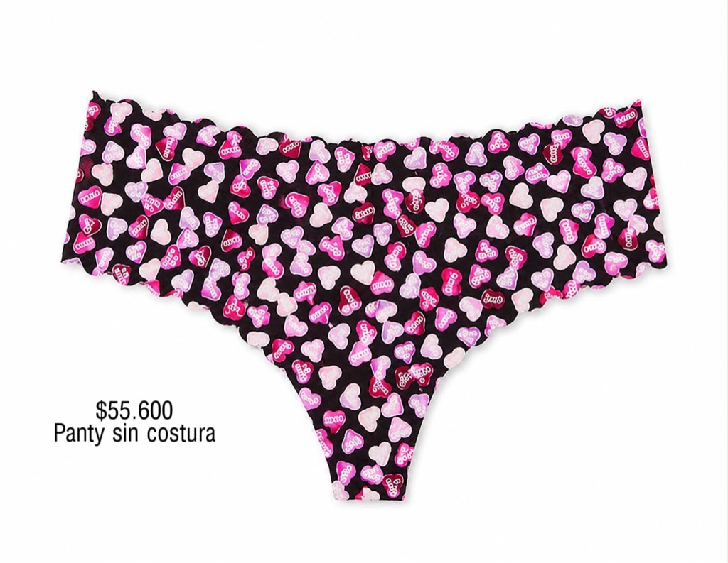 PANTY VS THONG STRING NEGRO/ CARAMELOS CORAZON INVISIBLE