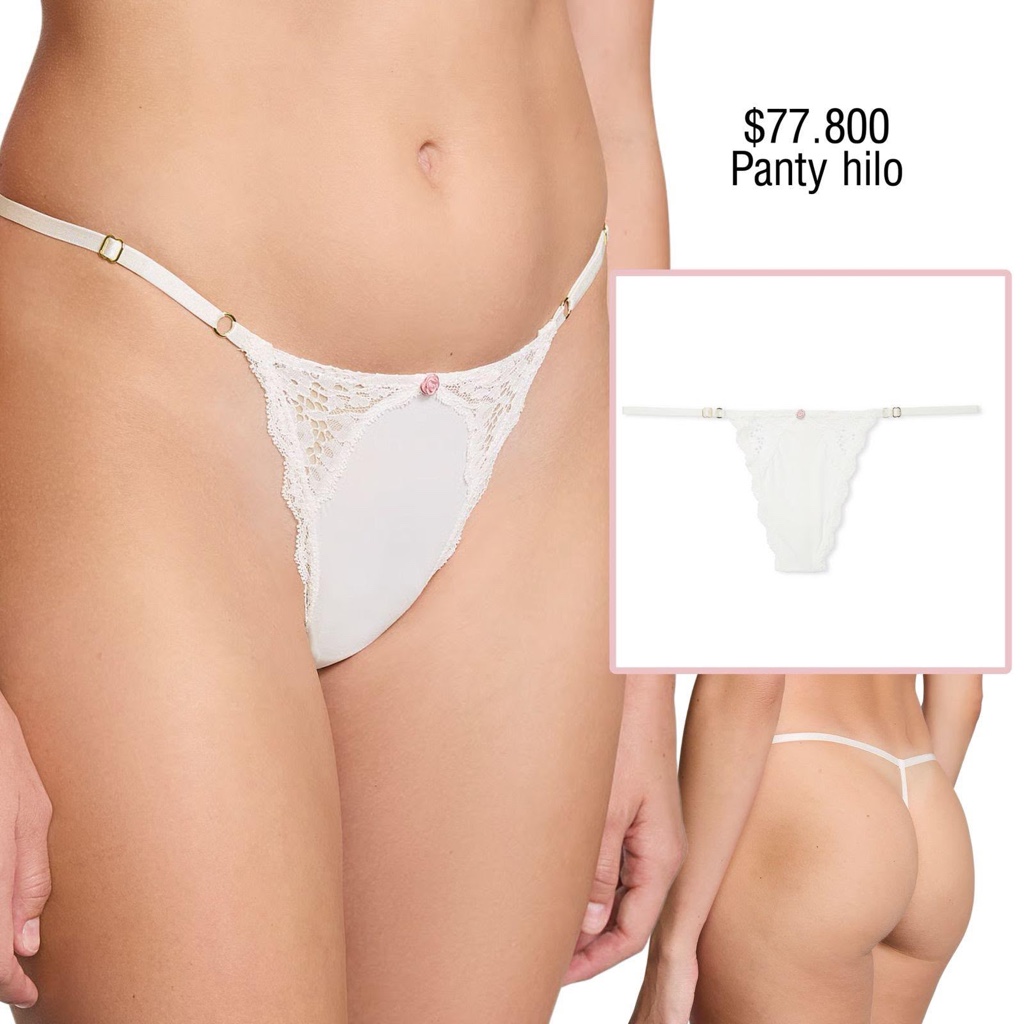 PANTY VS V-STRING BLANCO/ ROSA FRONTAL AJUSTABLE