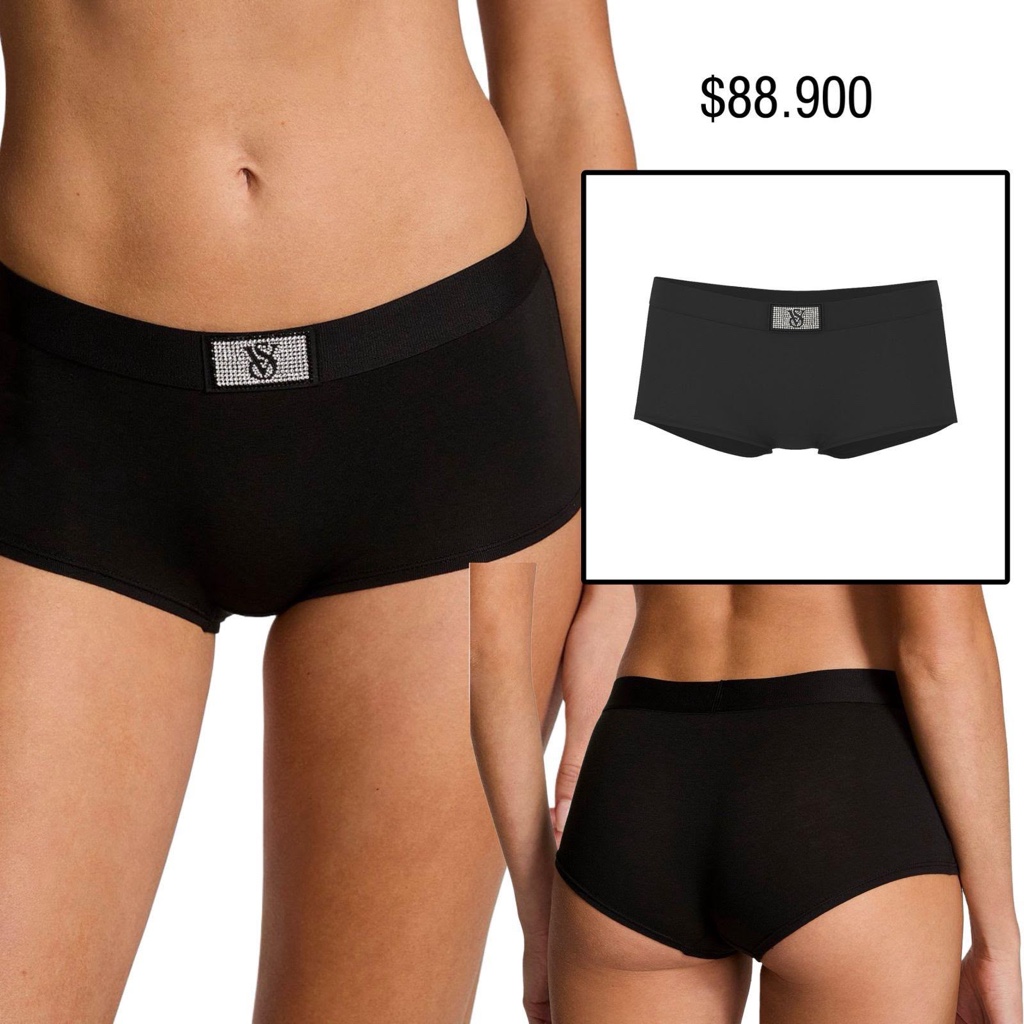 PANTY VS BOYSHORT NEGRO LOGO SHINE