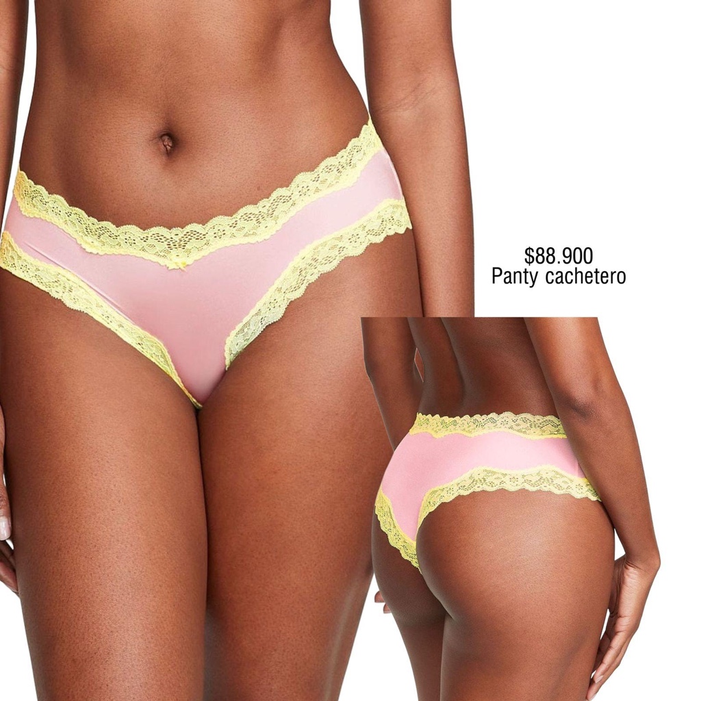 PANTY VS CHEEKY ROSADO CON BORDES AMARILLO LIMON