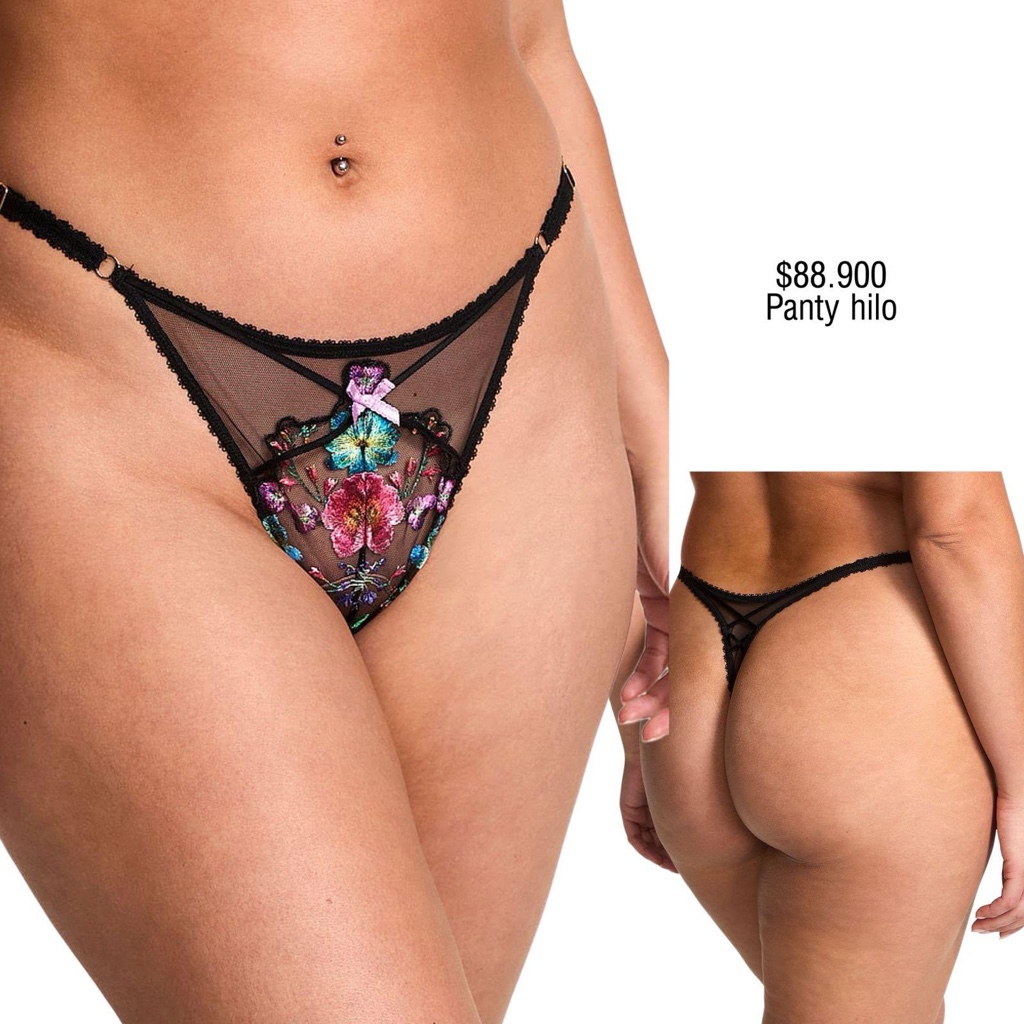 PANTY VS THONG NEGRO FLORAL