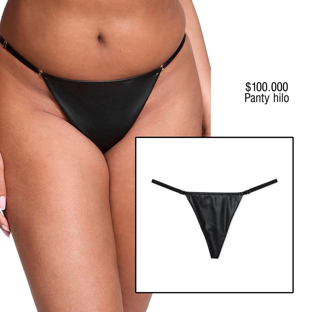 PANTY VS V-STRING NEGRO CUERO SINTETICO