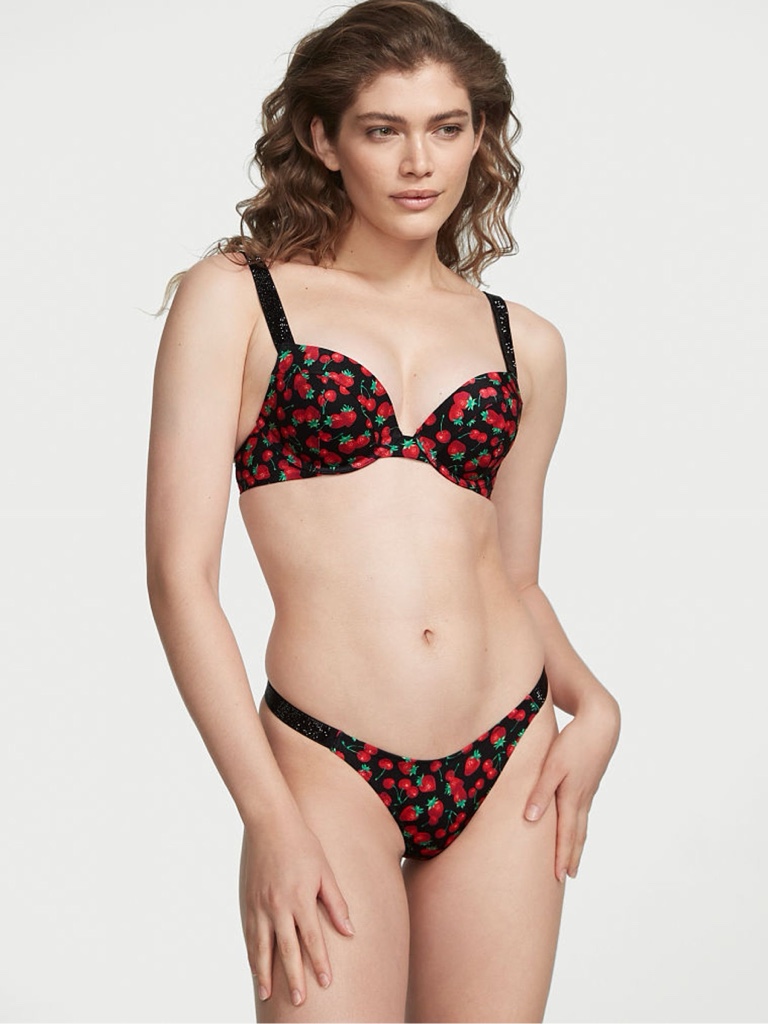 VESTIDO DE BAÑO VS CEREZAS CON APLIQUES EN CRISTALERIA