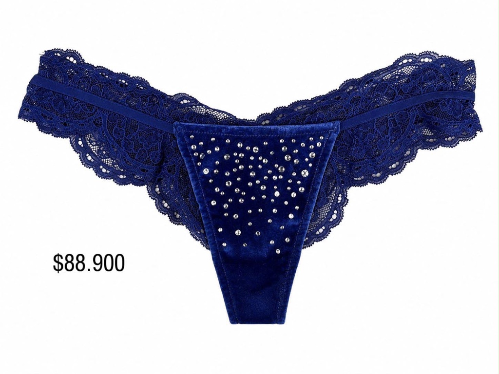PANTY VS V-STRING AZUL OSCURO EN TERCIOPELO
